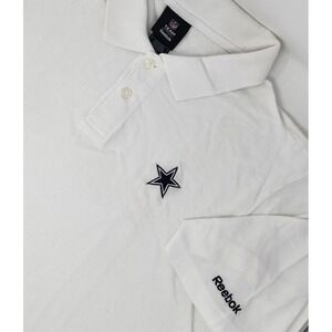 Dallas Cowboys Polo Shirt Men's Size Large‎ White NFL Short Sleeve Reebok EUC